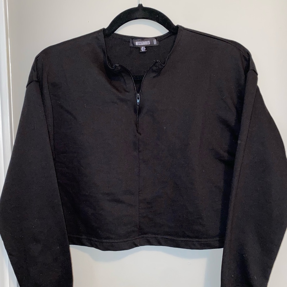Missguided Zip Cropped Sweatshirt